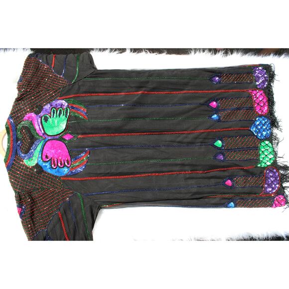 Sparkling Exclusive Vintage Silk Sequin and Beaded Duster Opera Robe Special - Picture 9 of 13